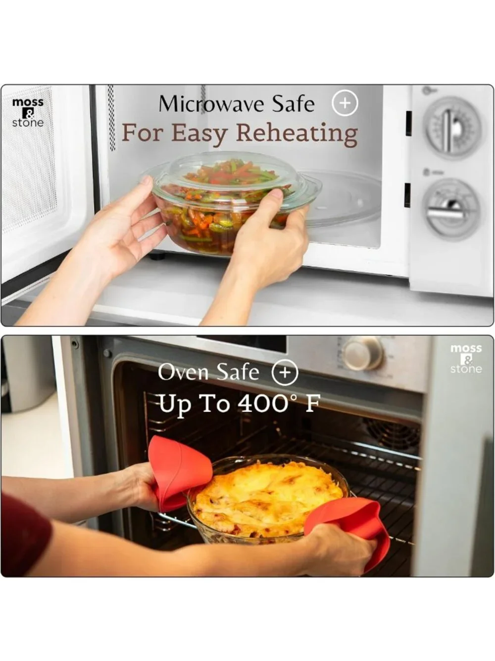 Clear Glass Casserole Dish Set with Lids | Baking Dishes for Kitchen & Meal Prep